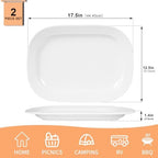 2 Pack Extra Large 17.5 Inch White Serving Trays, Reusable Melamine Platters in 17.5-Inch in White, alternate view 3