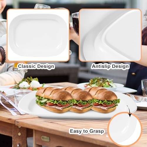 2 Pack Extra Large 17.5 Inch White Serving Trays, Reusable Melamine Platters in 17.5-Inch in White, alternate view 4