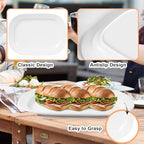 2 Pack Extra Large 17.5 Inch White Serving Trays, Reusable Melamine Platters in 17.5-Inch in White, alternate view 4
