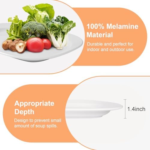 2 Pack Extra Large 17.5 Inch White Serving Trays, Reusable Melamine Platters in 17.5-Inch in White, alternate view 5