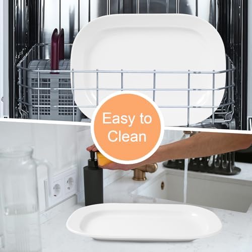 2 Pack Extra Large 17.5 Inch White Serving Trays, Reusable Melamine Platters in 17.5-Inch in White, alternate view 6
