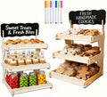 2 Pack Extra Tall 3-Tier Wooden Cookie Display Stand for Bakers & Vendors in Natural-2PCS
