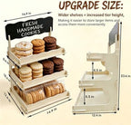 2 Pack Extra Tall 3-Tier Wooden Cookie Display Stand for Bakers & Vendors in Natural-2PCS, alternate view 3