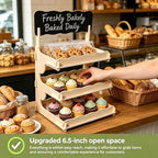 2 Pack Extra Tall 3-Tier Wooden Cookie Display Stand for Bakers & Vendors in Natural-2PCS, alternate view 5