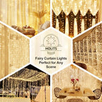 2 Pack Fairy Curtain Lights Upgraded Tangle-Free Warm White USB Plug in 8 Modes String Hanging Lights with, alternate view 7