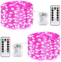 2 Pack Fairy Lights Battery Operated, Pink Lights for Bedroom Dorm