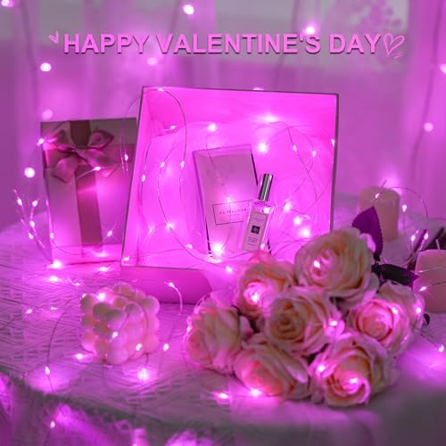 2 Pack Fairy Lights Battery Operated, Pink Lights for Bedroom Dorm, alternate view 2