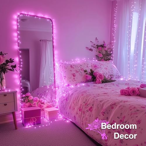 2 Pack Fairy Lights Battery Operated, Pink Lights for Bedroom Dorm, alternate view 4