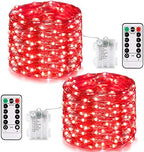 2 Pack Fairy Lights Battery Operated, Red Lights for Halloween