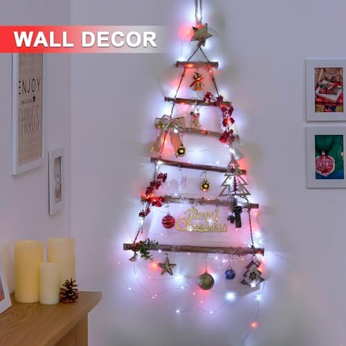 2 Pack Fairy Lights Battery Operated, Red & White Christmas Lights, alternate view 2