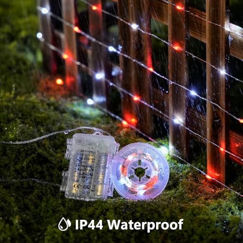 2 Pack Fairy Lights Battery Operated, Red & White Christmas Lights, alternate view 5