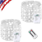 2 Pack Fairy Lights Battery Operated Twinkle Lights Remote Cool White