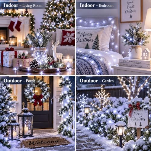 2 Pack Fairy Lights Battery Operated Twinkle Lights Remote Cool White, alternate view 6