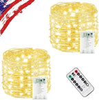 2 Pack Fairy Lights Battery Operated Twinkle Lights Remote Warm White in Warm White