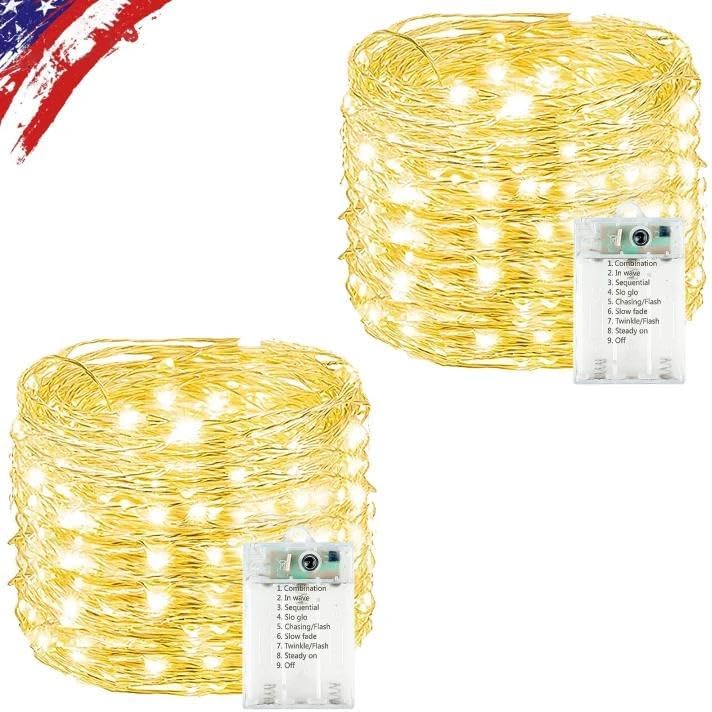2 Pack Fairy Lights Battery Operated Twinkle Lights Warm White