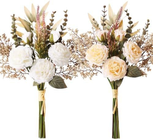 2 Pack Fake Flower Bouquets Artificial Silk Flowers for Home Decor