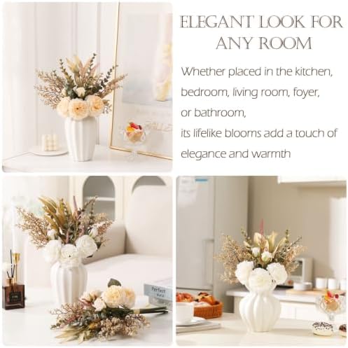 2 Pack Fake Flower Bouquets Artificial Silk Flowers for Home Decor, alternate view 5