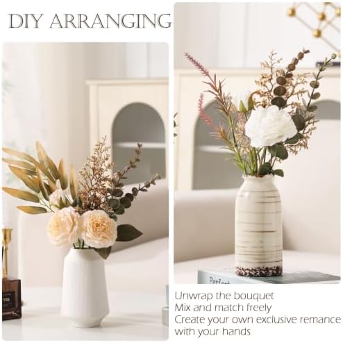 2 Pack Fake Flower Bouquets Artificial Silk Flowers for Home Decor, alternate view 6