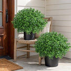 2 Pack Fake Potted Plants Artificial Plants for Outdoors Decor, Green in Green, alternate view 3