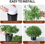 2 Pack Fake Potted Plants Artificial Plants for Outdoors Decor, Green in Green, alternate view 5