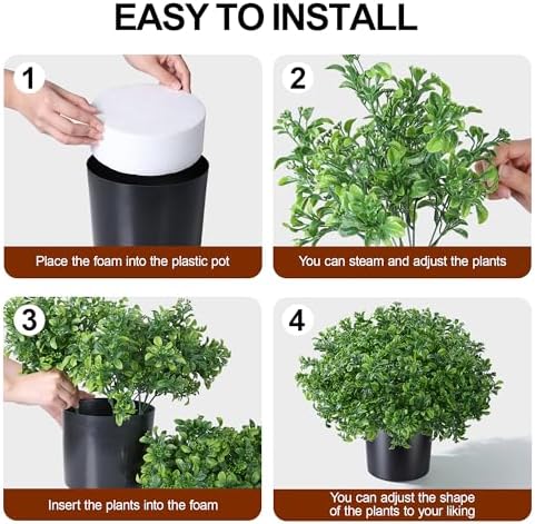 2 Pack Fake Potted Plants Artificial Plants for Outdoors Decor, Green in Green, alternate view 5