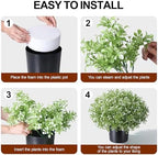 2 Pack Fake Potted Plants Artificial Plants for Outdoors Decor, Green White, alternate view 4