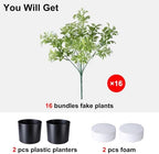 2 Pack Fake Potted Plants Artificial Plants for Outdoors Decor, Green White, alternate view 6