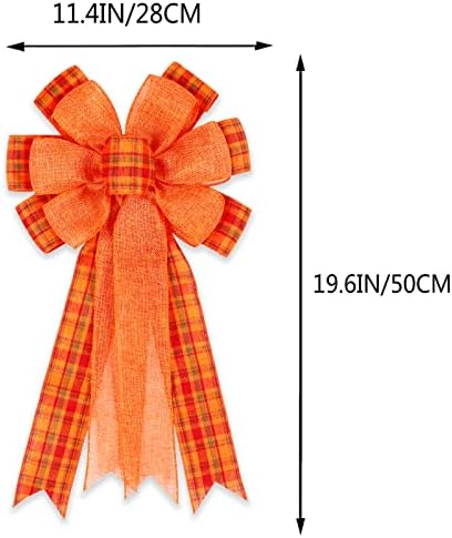 2 Pack Fall Bows for Wreaths Decorations for Home, Halloween Tree Topper Bow, Thanksgiving Bow with Orange, alternate view 3