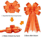2 Pack Fall Bows for Wreaths Decorations for Home, Halloween Tree Topper Bow, Thanksgiving Bow with Orange, alternate view 5