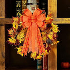 2 Pack Fall Bows for Wreaths Decorations for Home, Halloween Tree Topper Bow, Thanksgiving Bow with Orange, alternate view 6