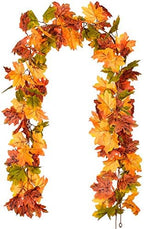 2 Pack Fall Garland Maple Leaf, 5.9Ft/Piece Hanging Vine Garland Artificial Autumn Foliage Garland Thanksgiving