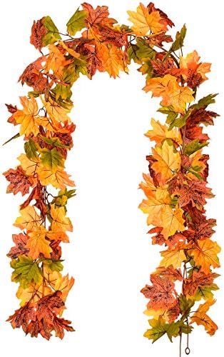 2 Pack Fall Garland Maple Leaf, 5.9Ft/Piece Hanging Vine Garland Artificial Autumn Foliage Garland Thanksgiving