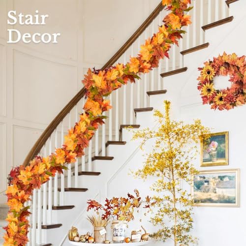 2 Pack Fall Garland Maple Leaf, 5.9Ft/Piece Hanging Vine Garland Artificial Autumn Foliage Garland Thanksgiving, alternate