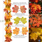 2 Pack Fall Garland Maple Leaf, 5.9Ft/Piece Hanging Vine Garland Artificial Autumn Foliage Garland Thanksgiving, alternate