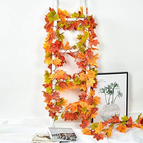 2 Pack Fall Garland Maple Leaf, 5.9Ft/Piece Hanging Vine Garland Artificial Autumn Foliage Garland Thanksgiving, alternate