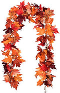 2 Pack Fall Garland Maple Leaf, 5.9Ft/Piece Hanging Vine Garland Artificial Autumn Foliage Garland Thanksgiving