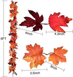 2 Pack Fall Garland Maple Leaf, 5.9Ft/Piece Hanging Vine Garland Artificial Autumn Foliage Garland Thanksgiving, alternate