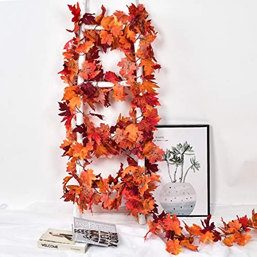 2 Pack Fall Garland Maple Leaf, 5.9Ft/Piece Hanging Vine Garland Artificial Autumn Foliage Garland Thanksgiving, alternate