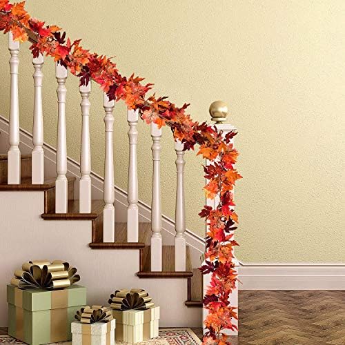 2 Pack Fall Garland Maple Leaf, 5.9Ft/Piece Hanging Vine Garland Artificial Autumn Foliage Garland Thanksgiving, alternate