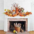2 Pack Fall Maple Leaf Hanging Vine Garland Artificial Autumn Foliage Thanksgiving Decor for Home Wedding, alternate view 2