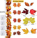 2 Pack Fall Maple Leaf Hanging Vine Garland Artificial Autumn Foliage Thanksgiving Decor for Home Wedding, alternate view 5