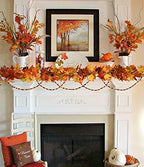 2 Pack Fall Maple Leaf Hanging Vine Garland Artificial Autumn Foliage Thanksgiving Decor for Home Wedding, alternate view 6
