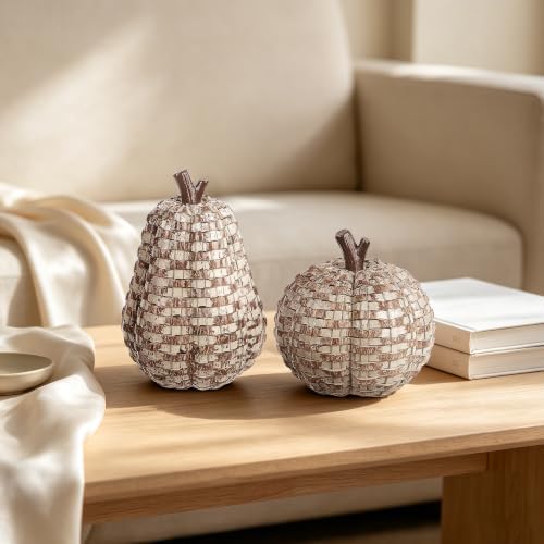 2 Pack Fall Pumpkin Decor, Woven Resin Pumpkins for Indoor Home, alternate view 5