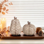 2 Pack Fall Pumpkin Decor, Woven Resin Pumpkins for Indoor Home, alternate view 6