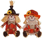 2 Pack Fall Tabletop Decorations Scarecrows, Thanksgiving Harvest Handmade Scarecrow, Autumn Shelf Sitters