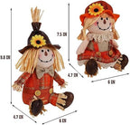 2 Pack Fall Tabletop Decorations Scarecrows, Thanksgiving Harvest Handmade Scarecrow, Autumn Shelf Sitters, alternate view 2