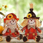 2 Pack Fall Tabletop Decorations Scarecrows, Thanksgiving Harvest Handmade Scarecrow, Autumn Shelf Sitters, alternate view 5