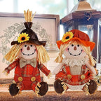 2 Pack Fall Tabletop Decorations Scarecrows, Thanksgiving Harvest Handmade Scarecrow, Autumn Shelf Sitters, alternate view 6