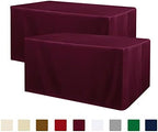 2 Pack Fitted Table Covers for 4 Foot Tables, Burgundy in 4FT | 2 Pack in Burgundy