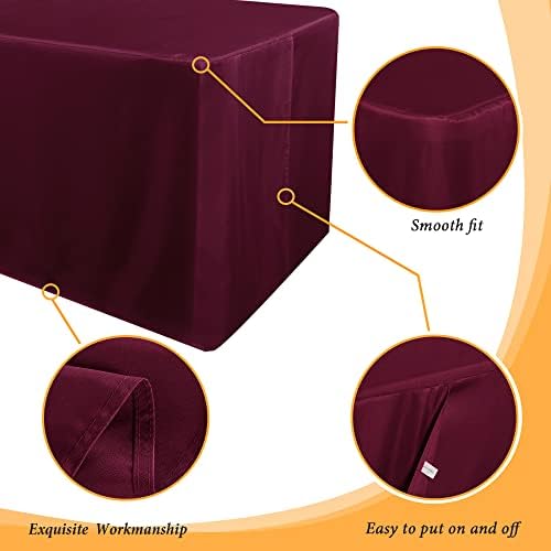 2 Pack Fitted Table Covers for 8 Foot Tables, Burgundy in 8FT | 2 Pack in Burgundy, alternate view 5